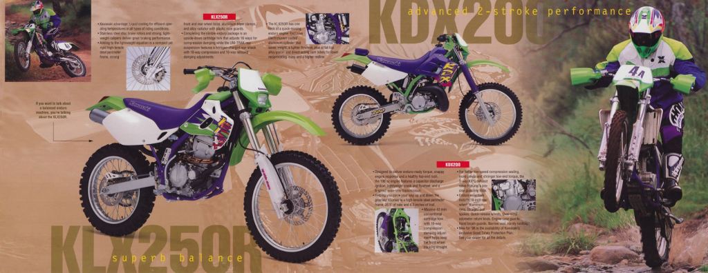 1996 Kawasaki KDX200, KLX250R and KLX650R&nbsp;Brochure