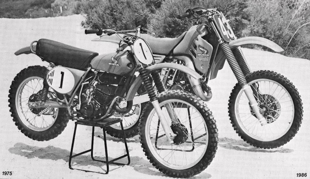 Dirt Bike Magazine testing Marty Smith’s 1975 Factory Honda RC125 and Micky Dymond’s 1986 Factory Honda&nbsp;CR125R