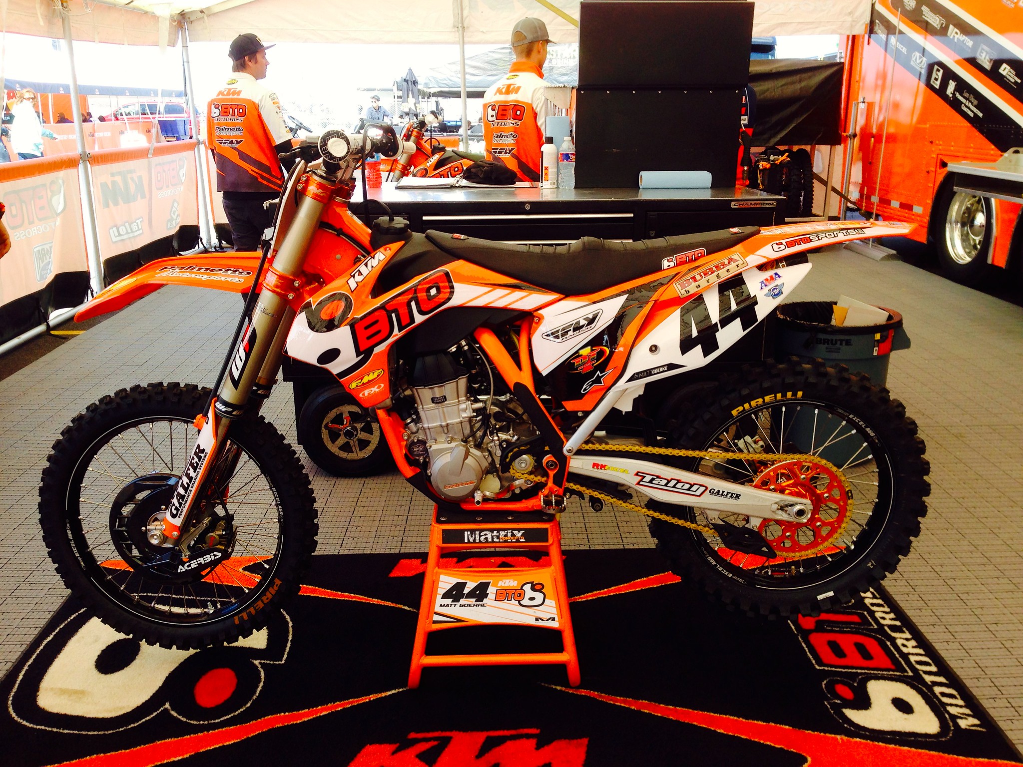 A factory KTM in the pits at the 2014 New York Supercross, photographed by Tony Blazier