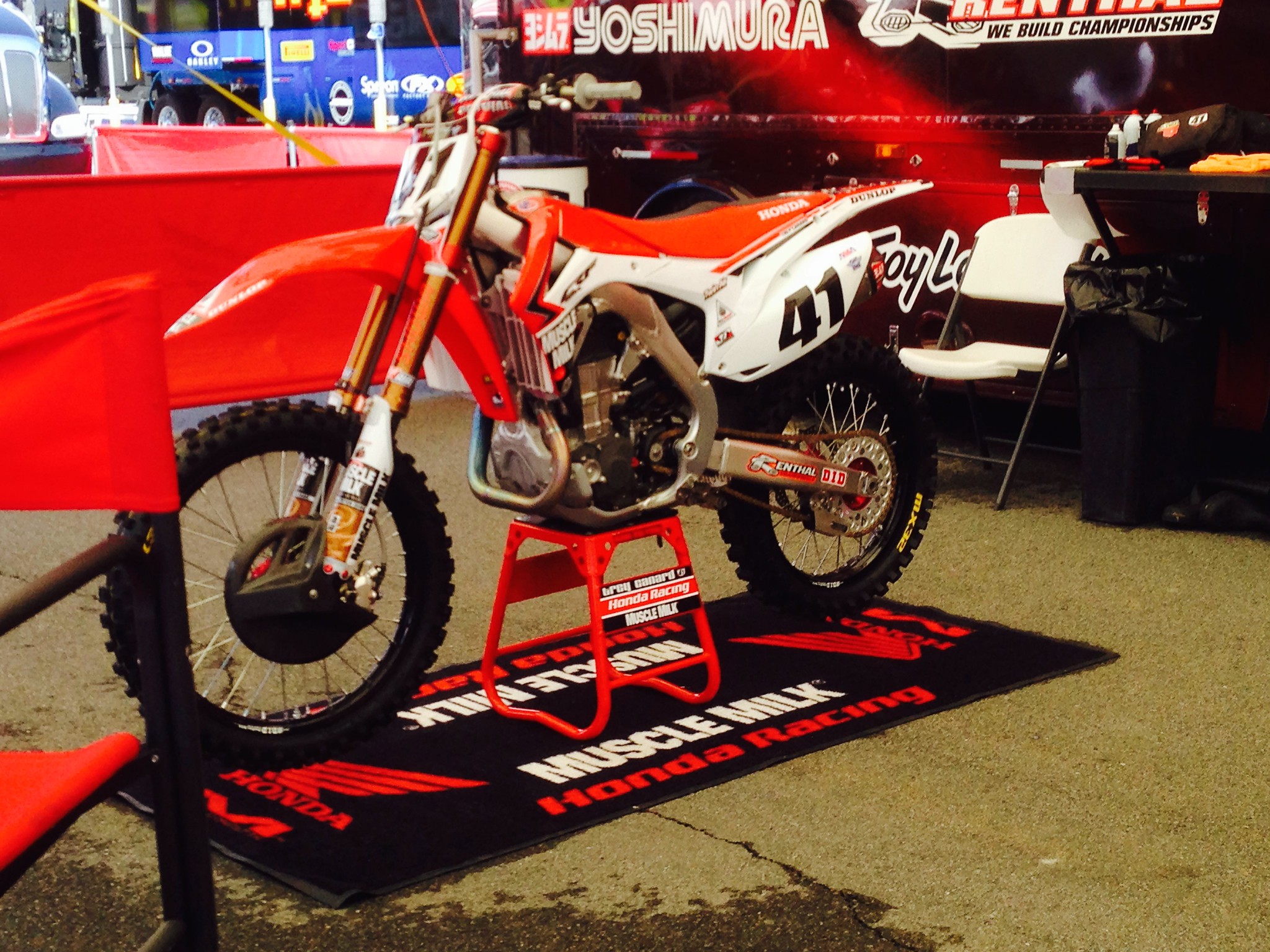 A factory Honda in the pits at the 2014 New York Supercross, photographed by Tony Blazier