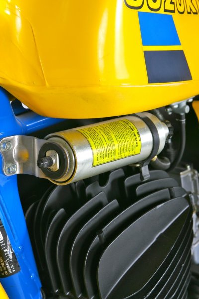 Suzuki picked an interesting location for the shock’s remote reservoir.