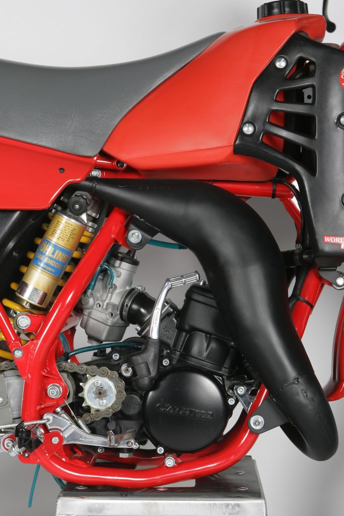 The Cagiva’s 124.6cc mill offered a short but potent spread of power. There was not a lot of power at the extremes, but it