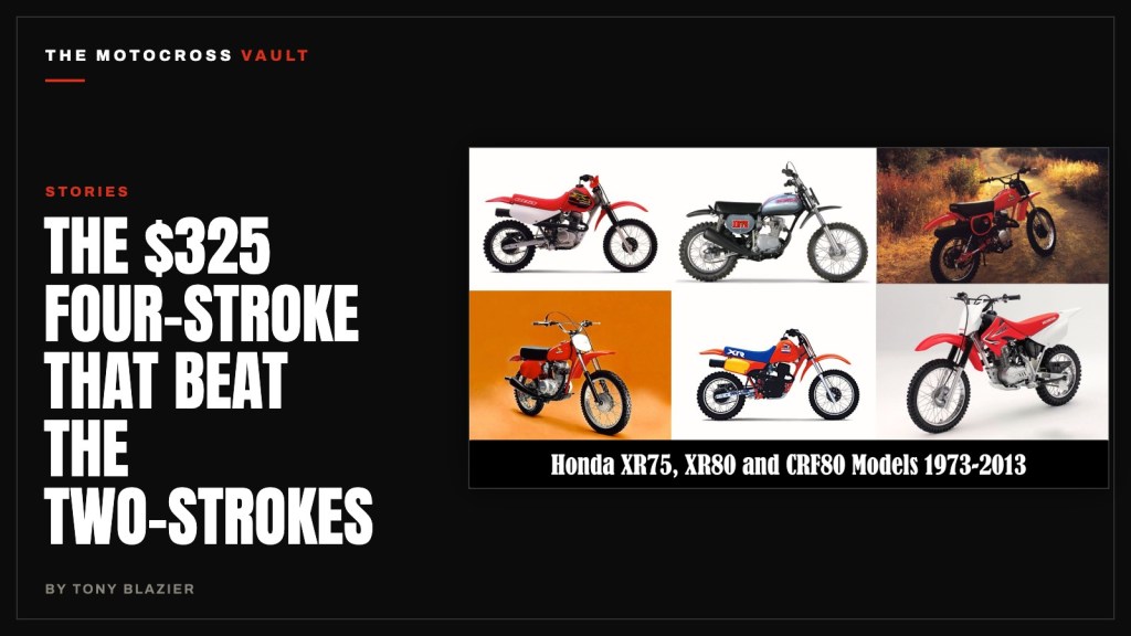 Honda XR75, XR80 and CRF80 models on a Motocross Vault plate