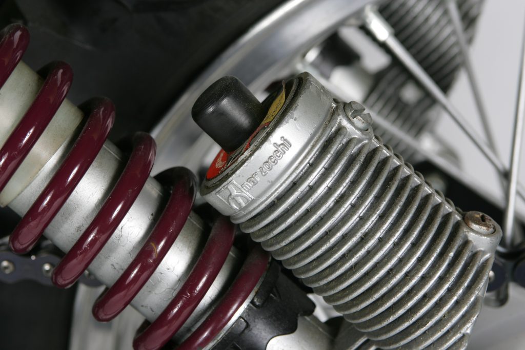 Works Marzocchi components handled the damping duties front and rear on the Everts Replica.